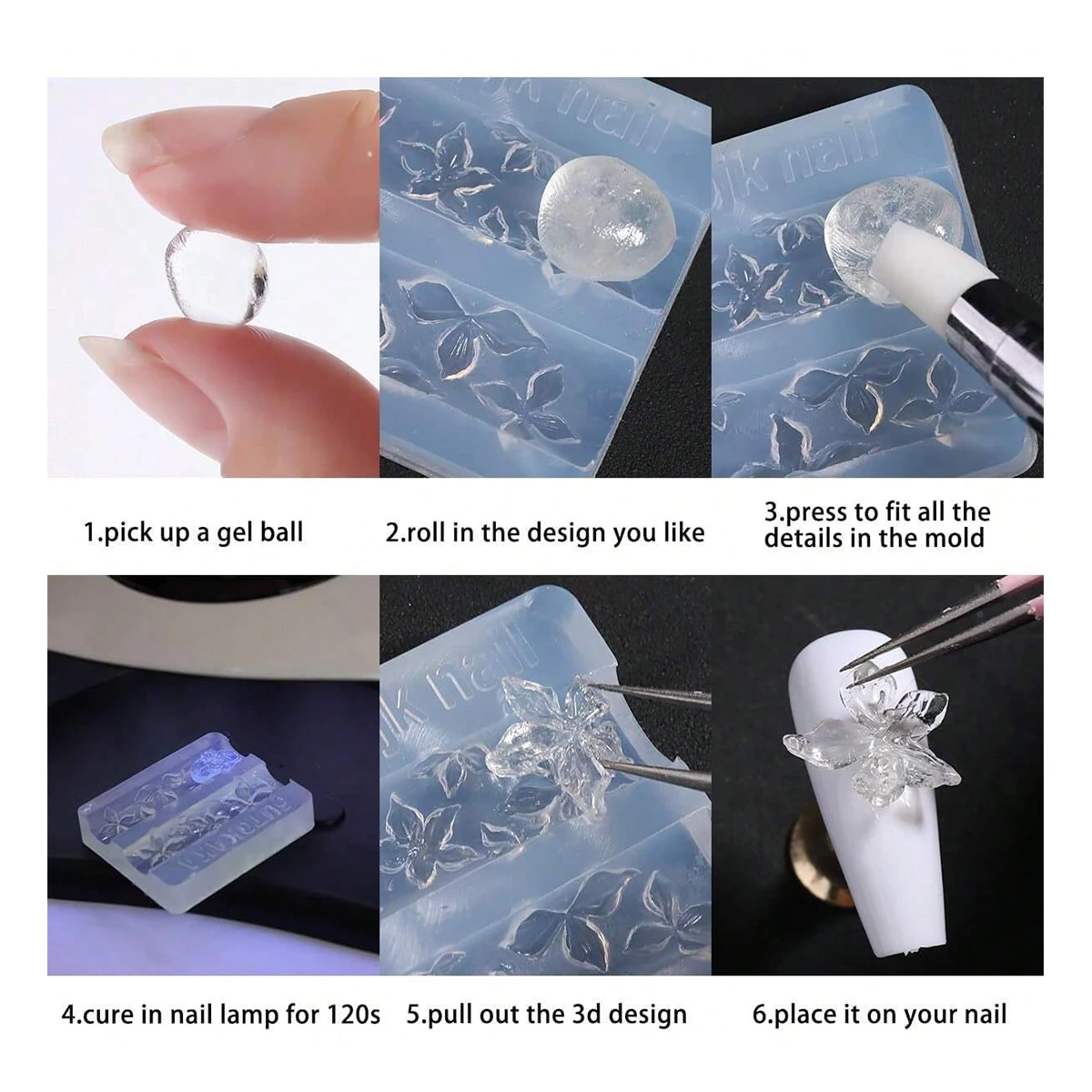 3D 실리콘 꽃 네일 조각 몰드 아크릴 백합 히비스커스 플로럴 스탬핑 플레이트 네일 스텐실 오엽 꽃 네일 템플릿