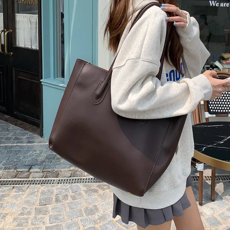 Women's Vintage Style Tote Bag Large Ins Fashion Shoulder Bag Spacious Work Commuter Bag Trendy Casual Daily Use
