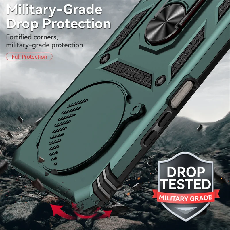 Shockproof Armor Ring Phone Case with Lens Protection for Honor Magic4 Lite 5G and X9