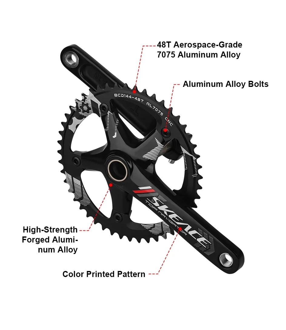 165mm Crank Arm 144BCD Track or Road Bike Fixed Gear Crankset
