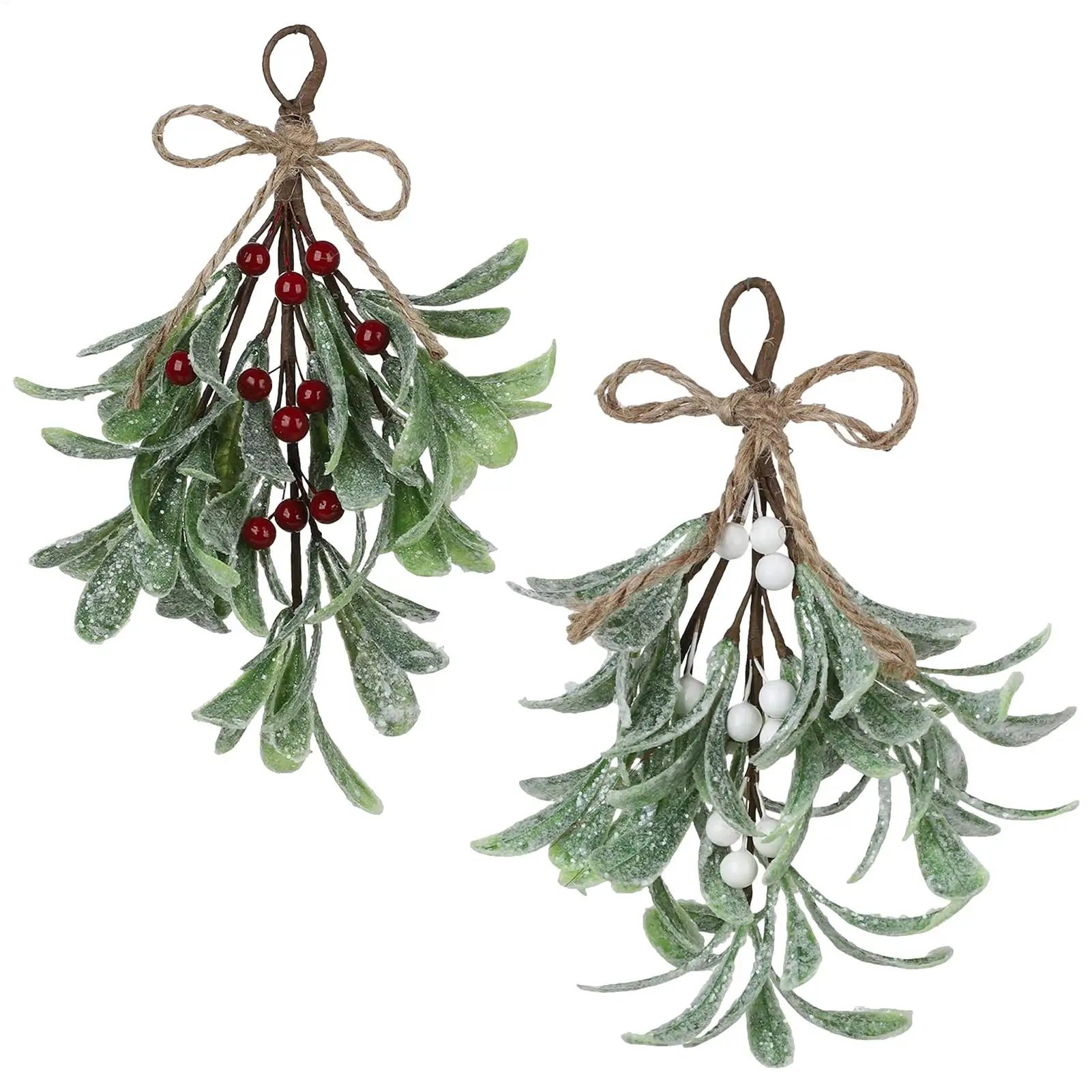 Frosted Artificial Mistletoe Fake Sprigs Bunches Stems Festive Fake Flowers Christmas Decoration For Home Winter Indoor outdoor