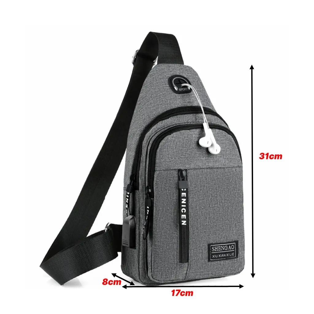Men's Bag Solid Color Men's Chest Bag Outdoor Casual Fashionable Small Satchel Waterproof Shoulder