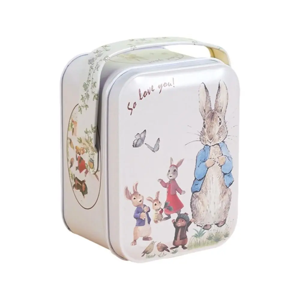 Tragbare Kaninchen-Bedruckte Blechdose für Süßigkeiten Cartoon-Metall-Aufbewahrungsbox mit Griff Geschenkdose – Detail 7