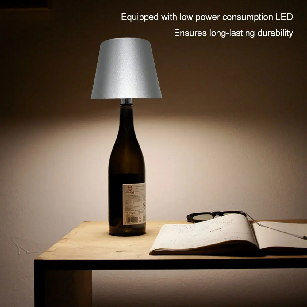 Wireless Wine Bottle Lamp Rechargeable LED Touch Table Lamp Dimming Atmosphere Desk Lamp Bedroom Night Light Christmas Gifts 4