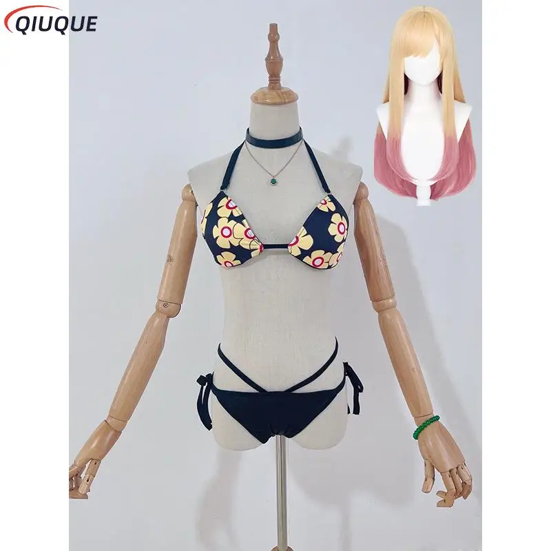 

Anime Cosplay Costume Wig Marin Kitagawa Swimsuit Outfits Halloween Carnival Women Swimwear