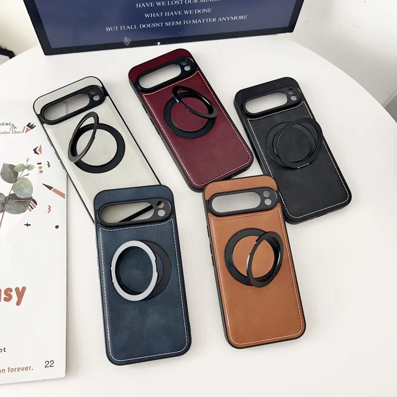 For Magsafe Leather Texture Magnetic 360° Rotate Holder Phone