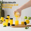 2oz Small Clear Glass Bottles with Lids for Liquids, Wide Mouth Short Jars Mini Glass Juice Bottles for Potion, Ginger Shots Oil 4