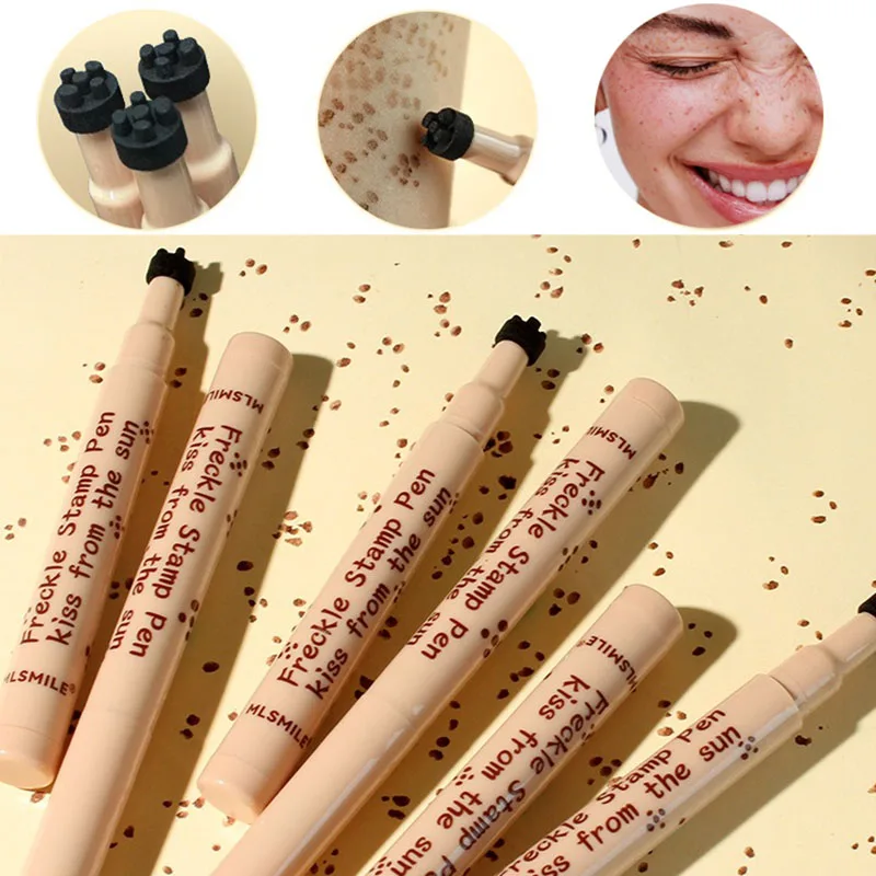 Five Head Face Fake Freckles Pen Freckle stamp kit face concealer pen Natural Waterproof Lifelike Freckles Stamp Pen Long Lasting Dot Spot Makep Tool Cosmetic