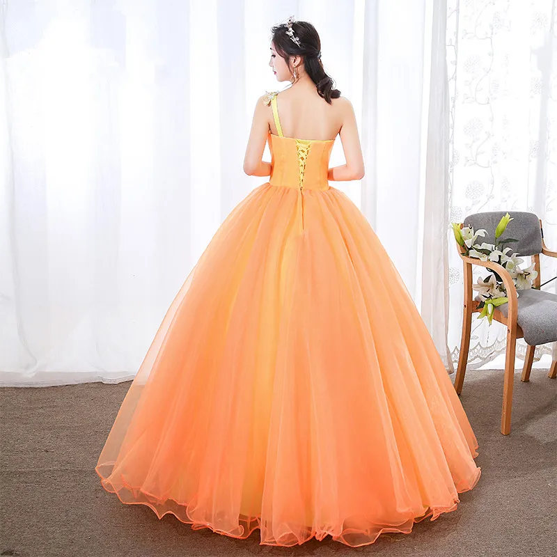 ruthshen Elegant Vestidos De 15 Anos One Shoulder Royal Blue / Orange Quinceanera Dresses Party Prom Gowns