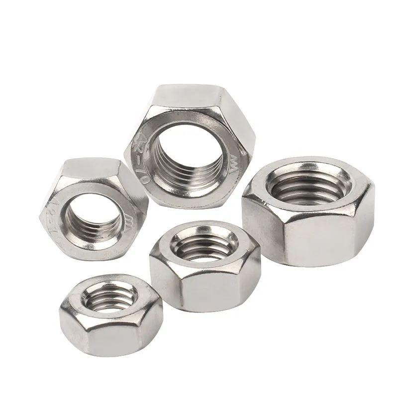 Hexagon Nuts A2 304 Stainless Steel for M1 M1.2 M1.4 M1.6 M2 M2.5 M3 M4 M5 M6 M8 M10 M12 M16 M20 M24 1/50/100pcs