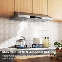 36 Inch Under Cabinet Range Hood with 900-CFM, 4 Speed Gesture Sensing&Touch Control Panel, Stainless Steel Kitchen Vent 2