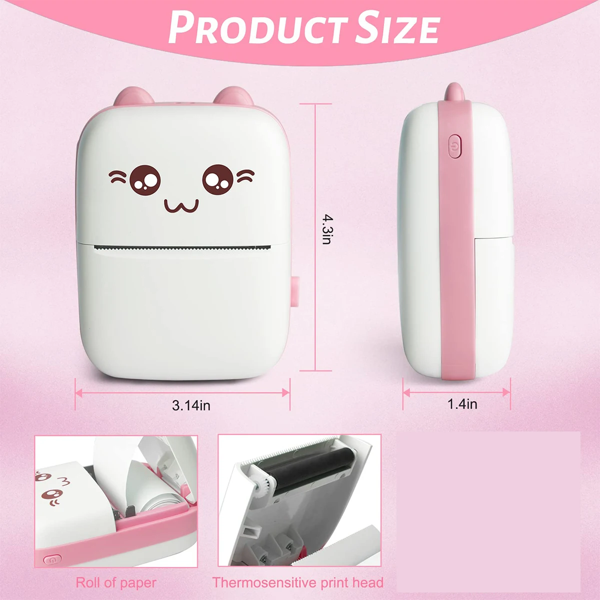 Color Photo Mini Photo Thermal Printer | Mobile App:Fun Print, USB Charging, Suitable for Thermal Paper