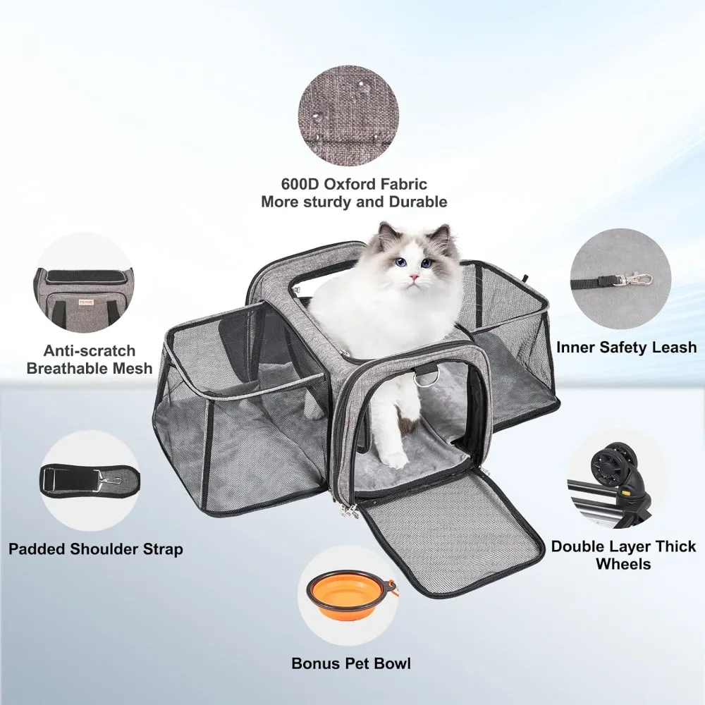 

VEVOR Airline Approved PetCarrier with Wheels,Rolling CatDog Carrier,PetTravel Carrier on Wheels with Upgraded Wheels