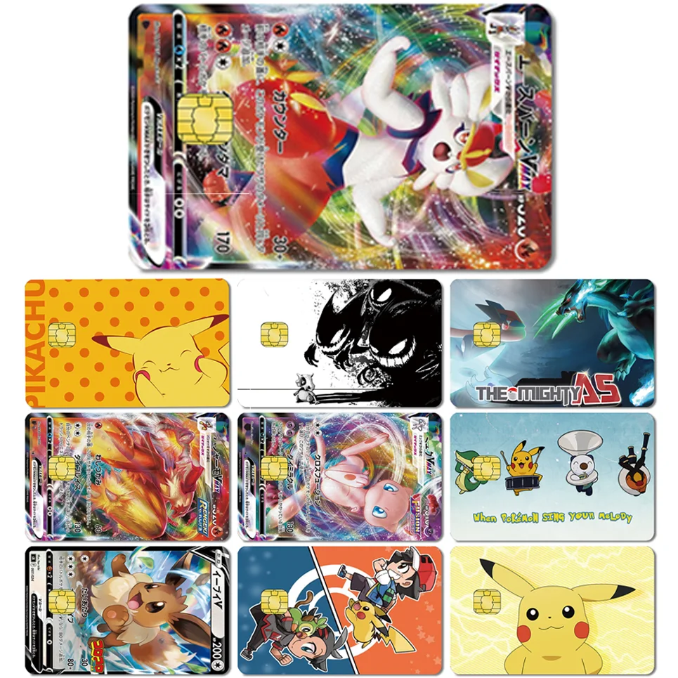 

Anime Cartoon Pokemon Pikachu Mewtwo Gengar Is Suitable for Film Tape Skin Bank Credit Card Bus Pass Waterproof Chip Stickers