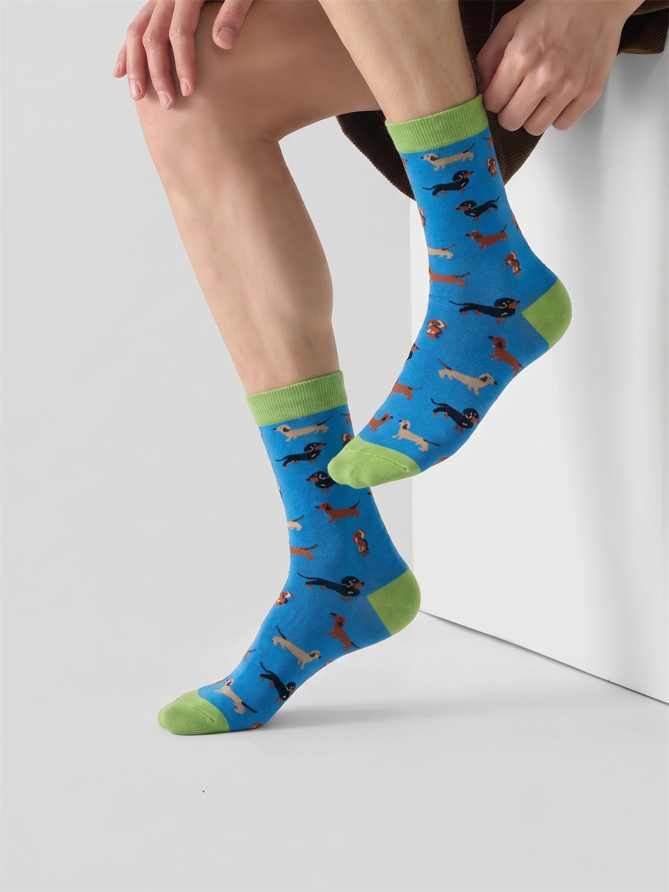 Novelty Cute Dog Print Cotton Crew Socks - Funny Animal Pattern Mid-Calf Casual Socks