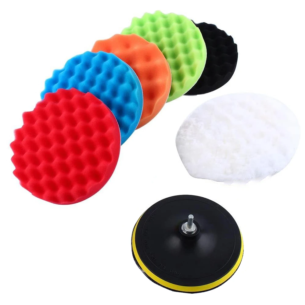 3/7/5inch Car Polishing Disc 8Pcs/Set Self-Adhesive Buffing Waxing Sponge Wool Wheel Polishing Pad For Car Polisher Drill Adapter car polishing pad car polish pad polishing sponge set wool polishing pad car polishing sponge polishing wheel disc polishing wheel kit