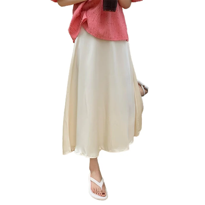High Waist Pregnancy Skirts Solid Color Spring Summer Maternity A-Line Skirts Ankle-length Pregnant Woman Long Loose Belly Skirt