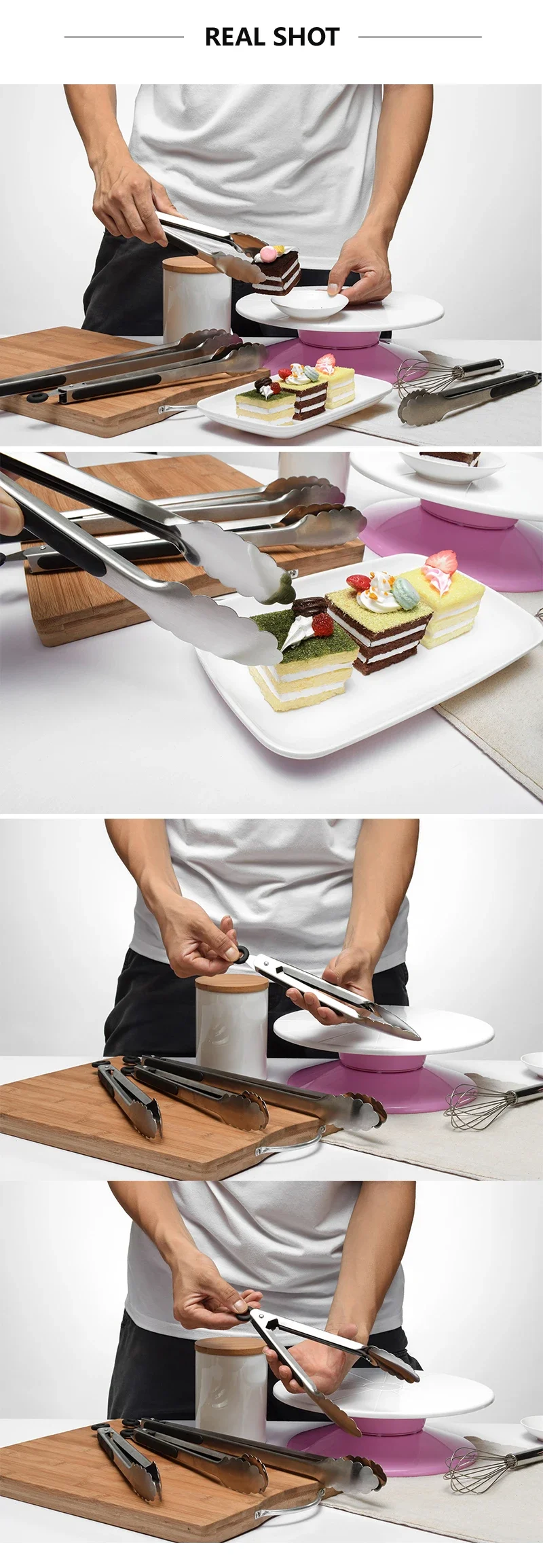 Description Picture 6 of itemBBQ Grill Tongs Salad Steak Spaghetti Candy Charcoal Meat Stainless Steel Camping Barbecue Kitchen Frying Food Clips Clamp