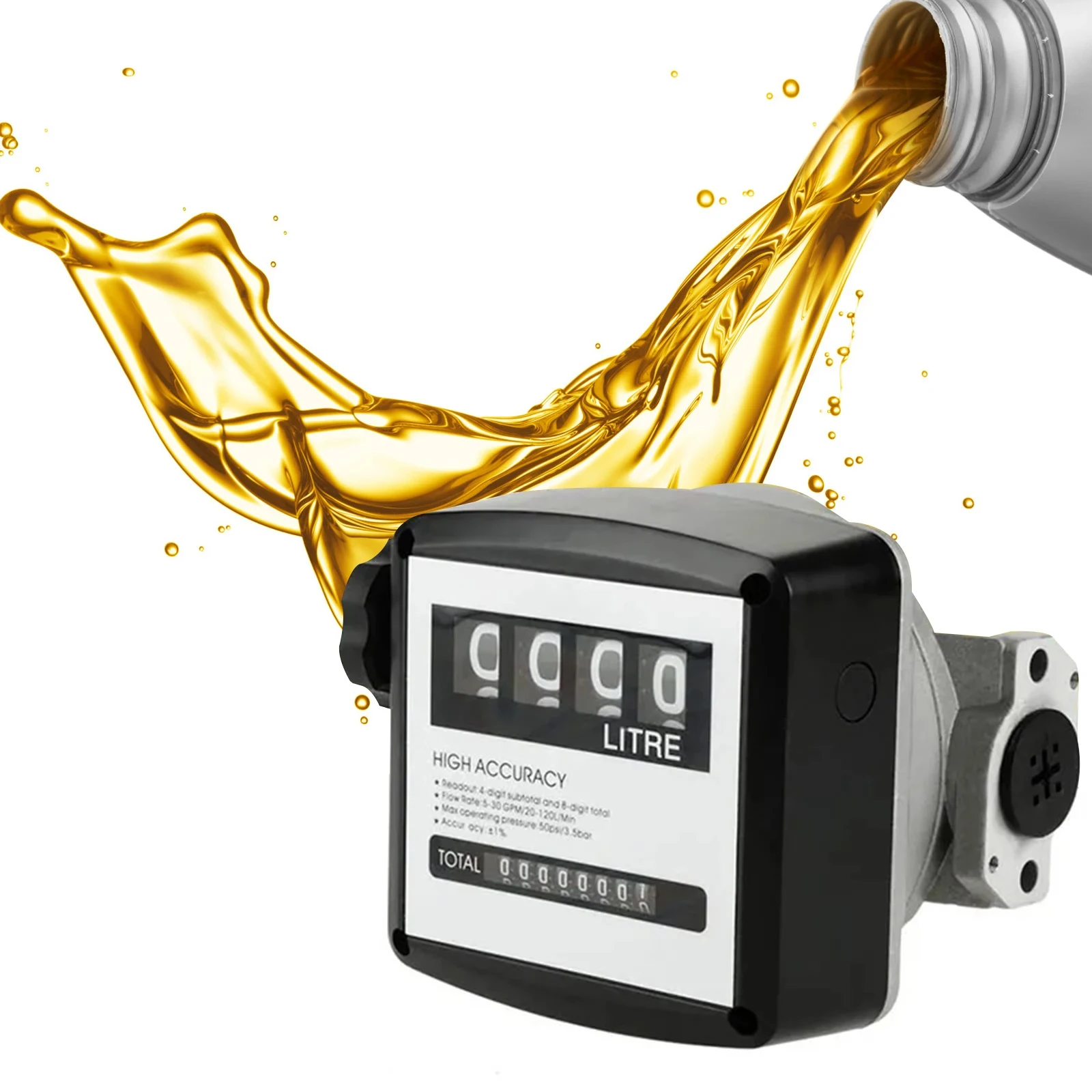 4 Digital Flow Meter 1inch High Precision Mechanical Fuel Meter Flow Sensor Coun