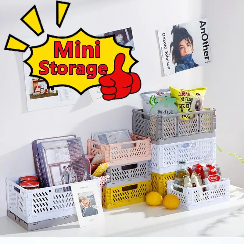 New Mini Plastic Stackable Foldable Stationary Holder Simple Cute Student Office Desktop Storage Box Stationery Home Organizer