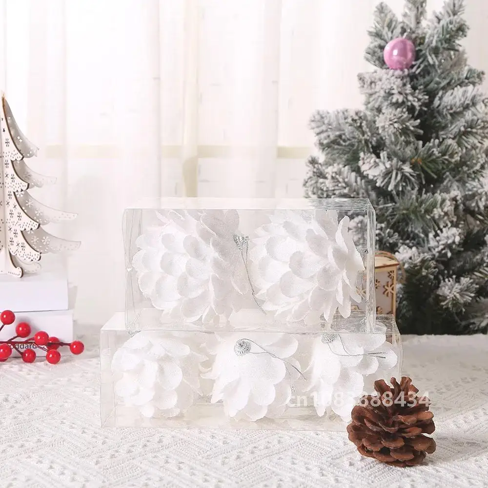 thumbnail image 1 of Bolas de purpurina para colgar en el árbol de Navidad, forma de pétalo, piñas de pino, para decoración del hogar, fiestas de Navidad, Año Nuevo 2023, 8/10 cm, 1 of 4