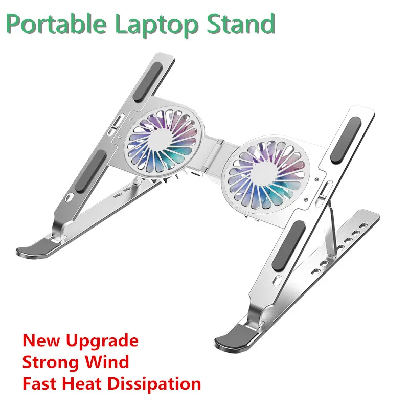 

2023 New Apple Huawei Xiaomi Universal Laptop Stand Aluminum Alloy Macbook Pro Base Dual Fan Gaming Foldable Cooler for Notebook
