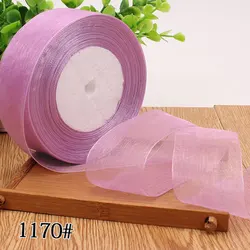 Silver Grey Organza Ribbon for DIY Crafts and Gift Packaging (Pink purple)