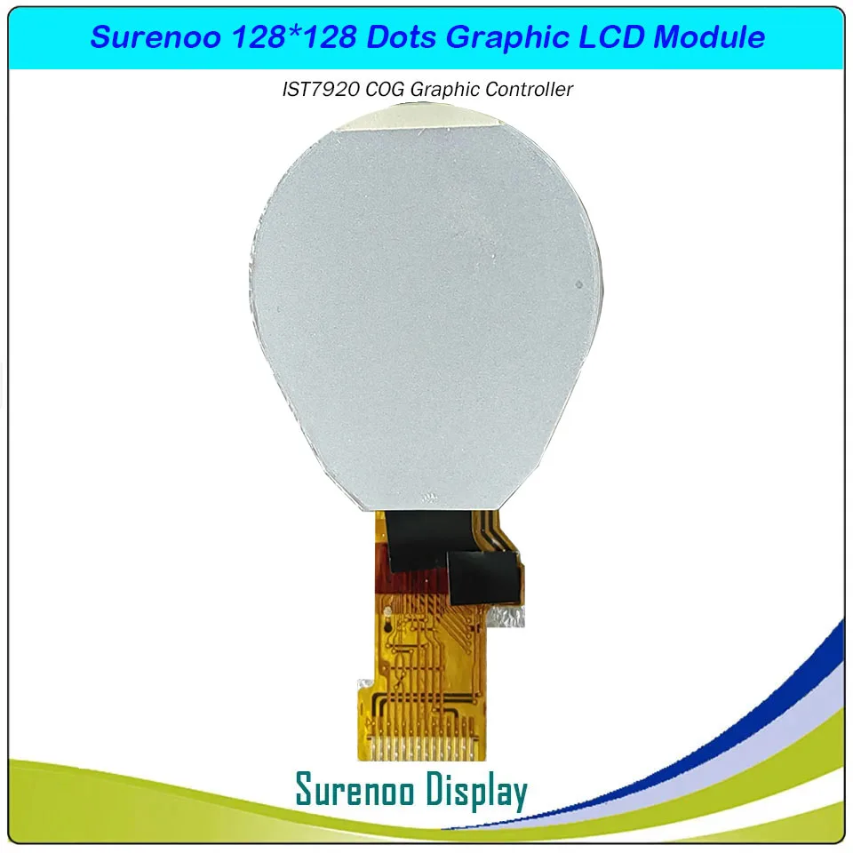 1.05" 128128 128*128 Round Circular Graphic Serial SPI COG Matrix LCD Module Display Screen build-in IST7920 Controller