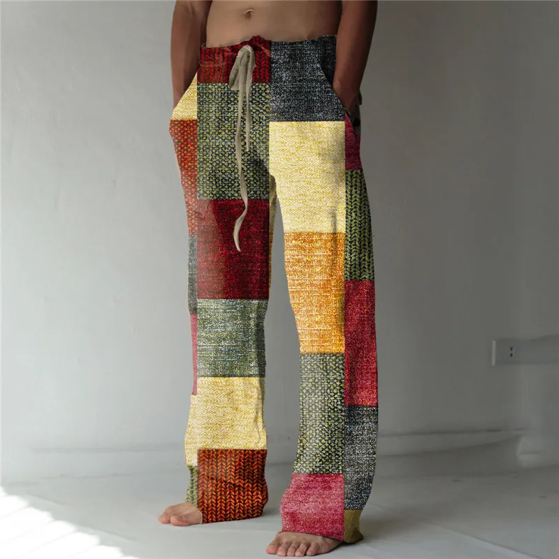 Hot Male 3D Printed Oversized Street Slacks Sports Pants Fashion Spring And Fall Pants Bubble Pants Beach Pants