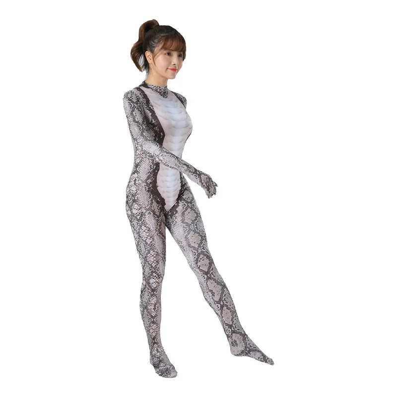 Damen Viper Skin Cosplay Kostüm 3D-gedrucktes Zenti Polyester Schlangenhaut Party Overall Halloween Kostüm für Mädchen Asiatische Größe – Detail 8
