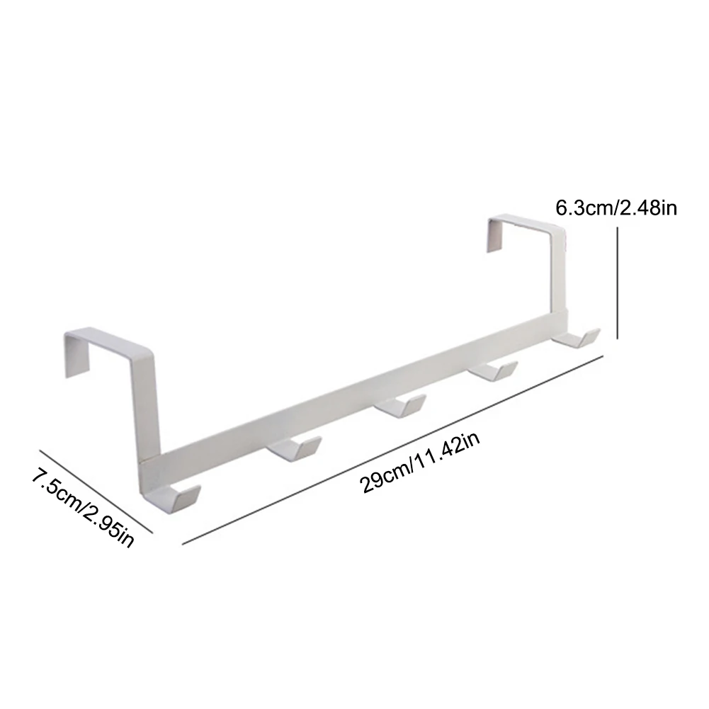 Coat Hook Rack Over the Door 5 Hooks Home Organizer Metal Hanging Rack Cloth Coat Hat Hanger Bathroom Kitchen Accessories