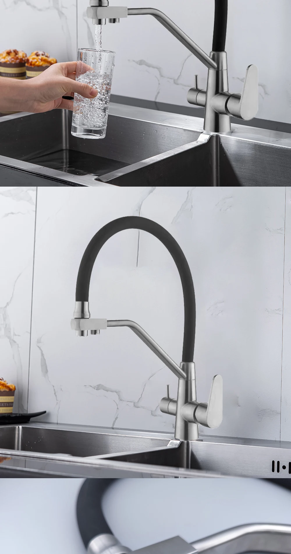 de purificação dupla, Torneira pia cozinha