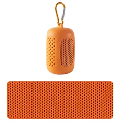 Portable Circular Silicone-Wrapped Quick-Dry Cooling Towel for Sports & Beach Activities (Orange)