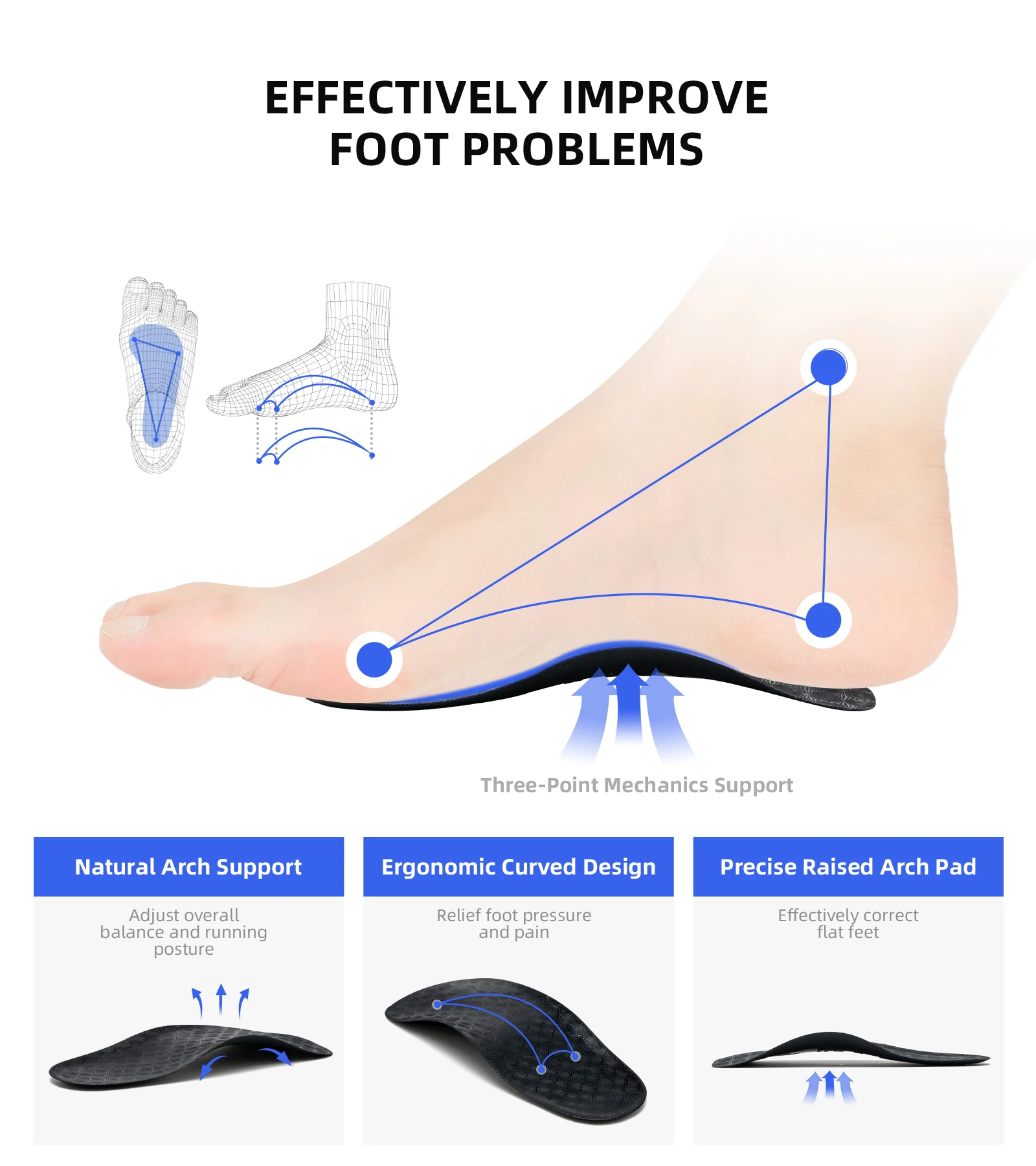 ONEMIX ergonomická vědecký design efektivní flatfoot korekce blok stavebnicové insoles oblouk podpora ortopedické bota podrážka insoles