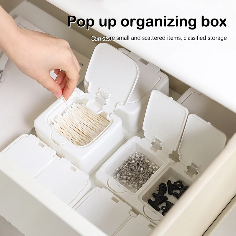 White Storage Box Desktop Organizer Large Capacity Stickers Simple Style Box Subpackage Holder desktop storage box stationery organizer stationery storage box