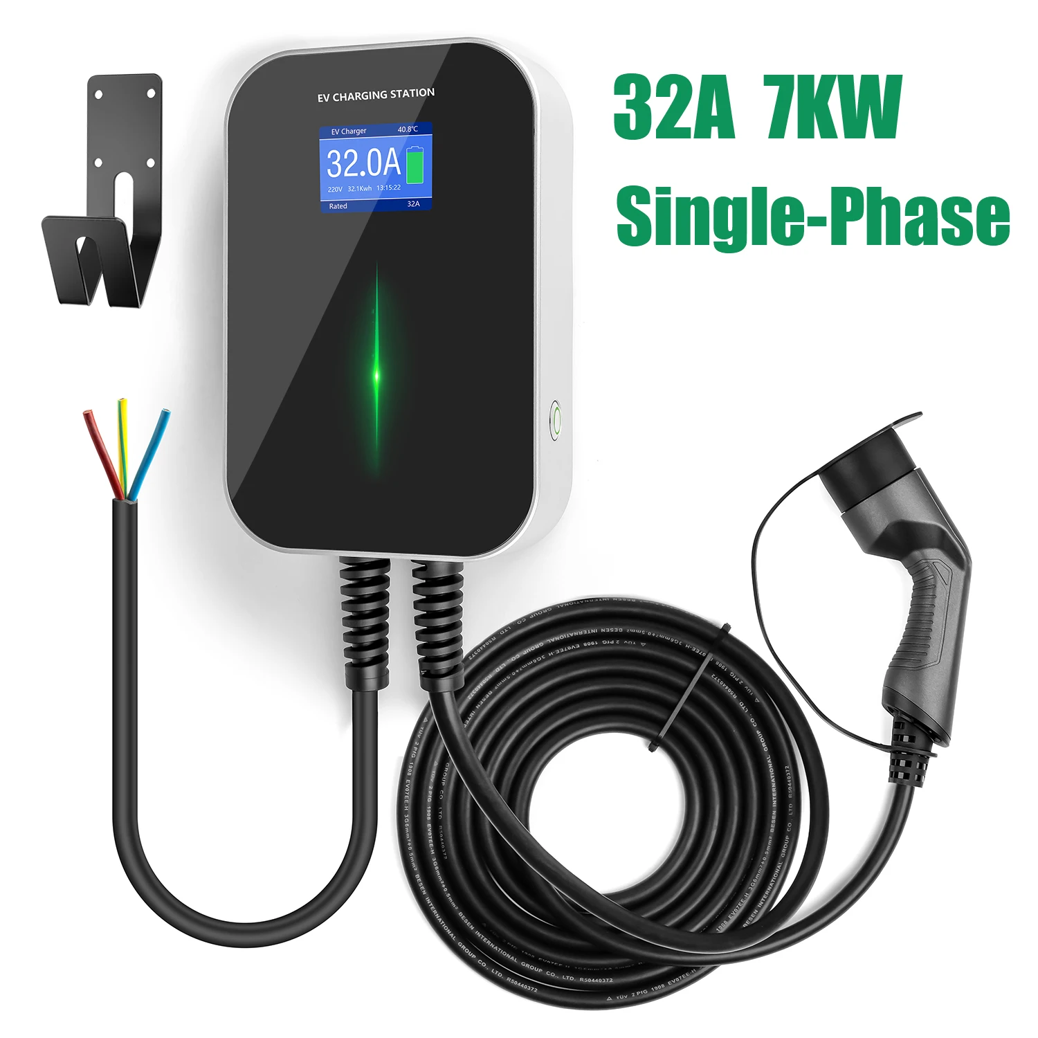 Chargeur EV Type 2 32A 1 Phase EVSE Wallbox Station de recharge de