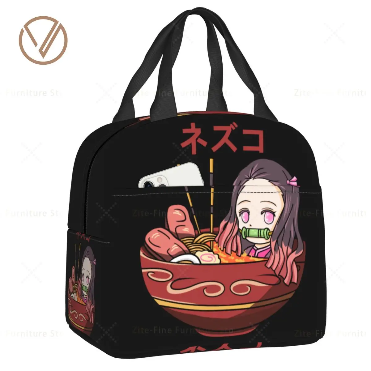 

Demon Slayer Kimetsu No Yaiba Insulated Lunch Tote Bag Anime Manga Ramen Nezuko Portable Thermal Cooler Food Lunch Box Work