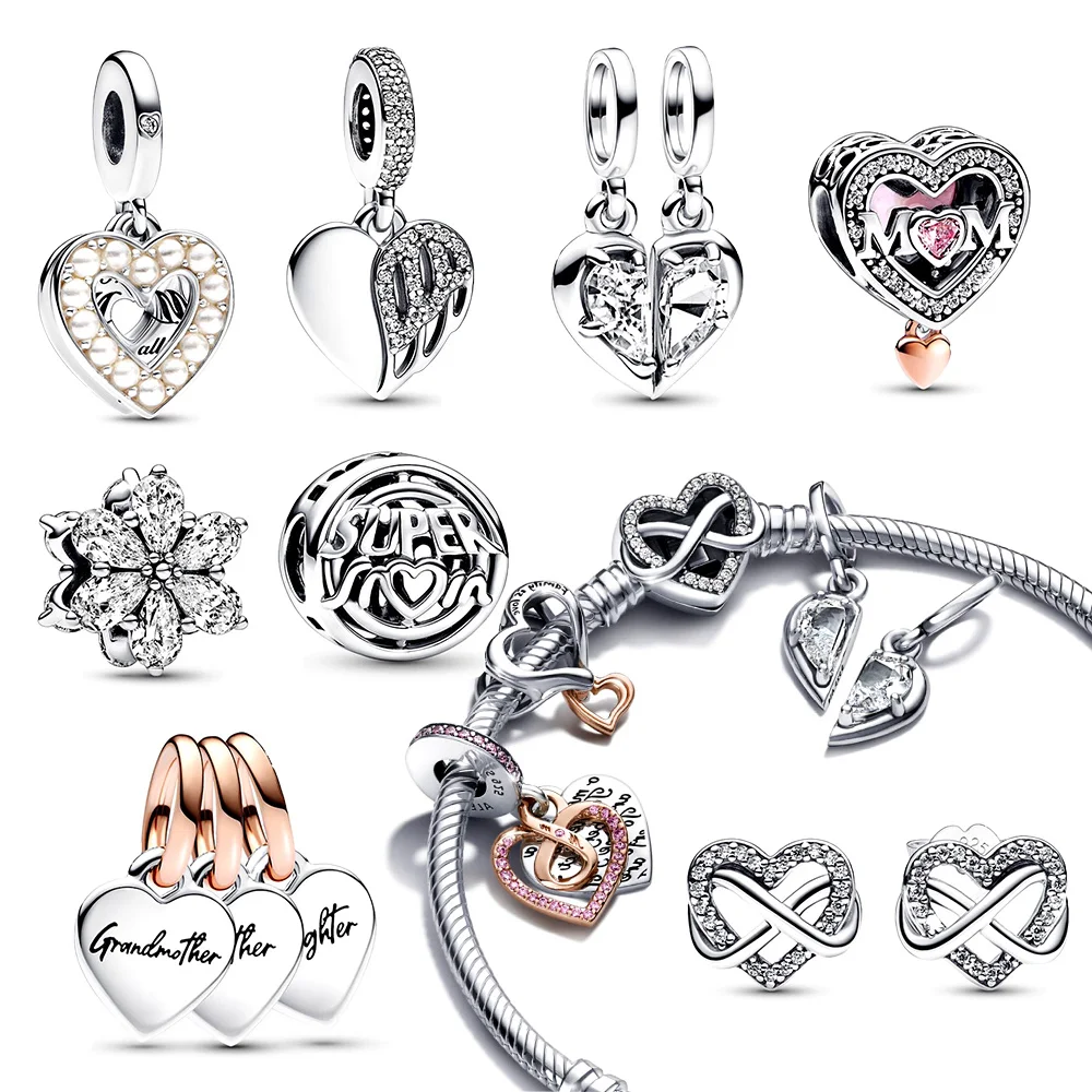 Charm Beads 925 Silver Plated Flower Bird Series Fit Pan Original For Jewelry Making