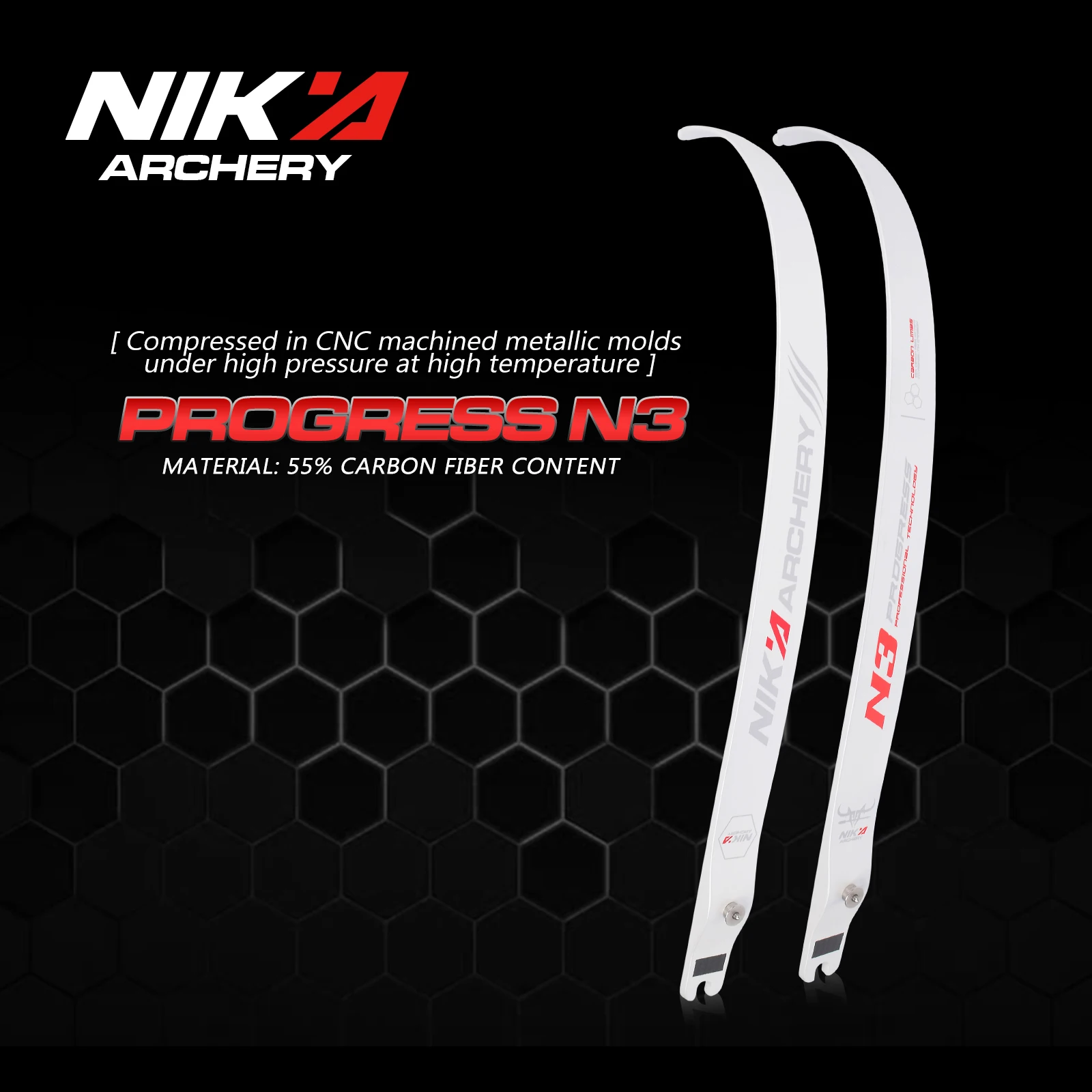 68/70 N3 NIKA ARCHERY membres d'arc classique série Progress avec