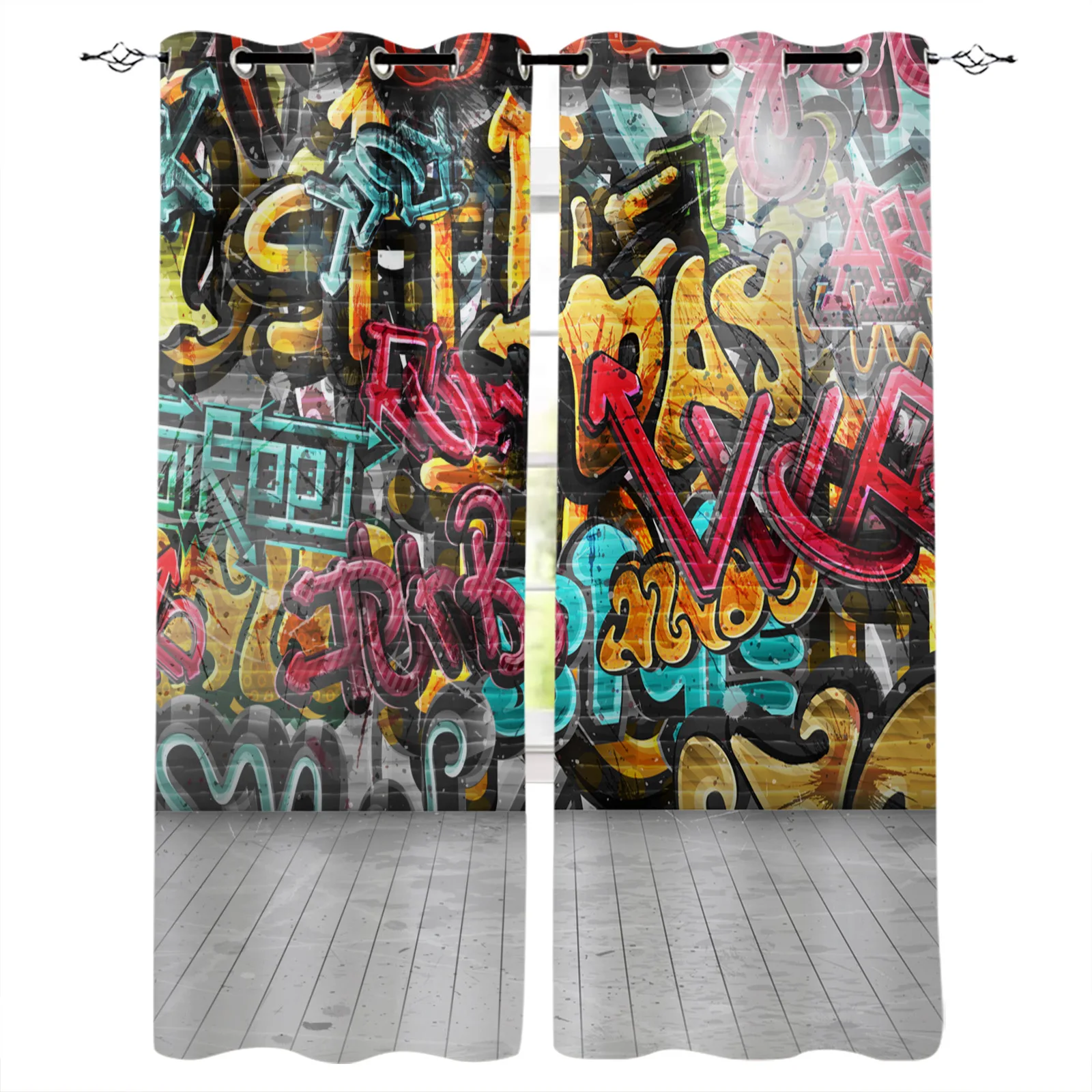 

Graffiti Wall Blackout Curtains Window Curtains for Bedroom Living Room Decor Window Treatments