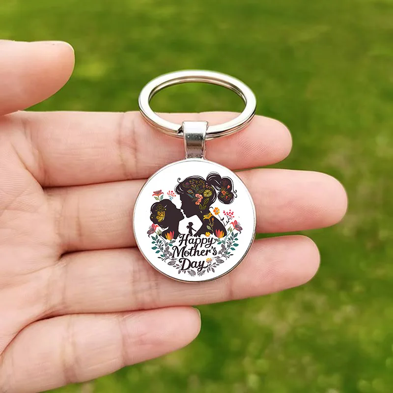 Rainbow Mama Glass Gem Pendant Keychain - Best Mom Gift Accessory