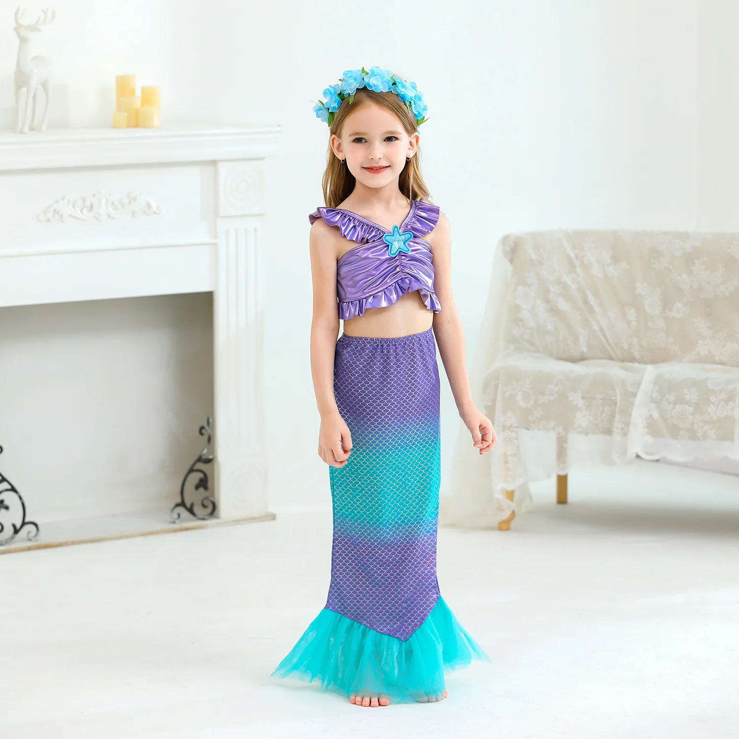 Purim Party Costumes for Baby Girls Princess Ariel Dress The Little Mermaid Cosplay Birthday Halloween Christmas Xms Gown 5