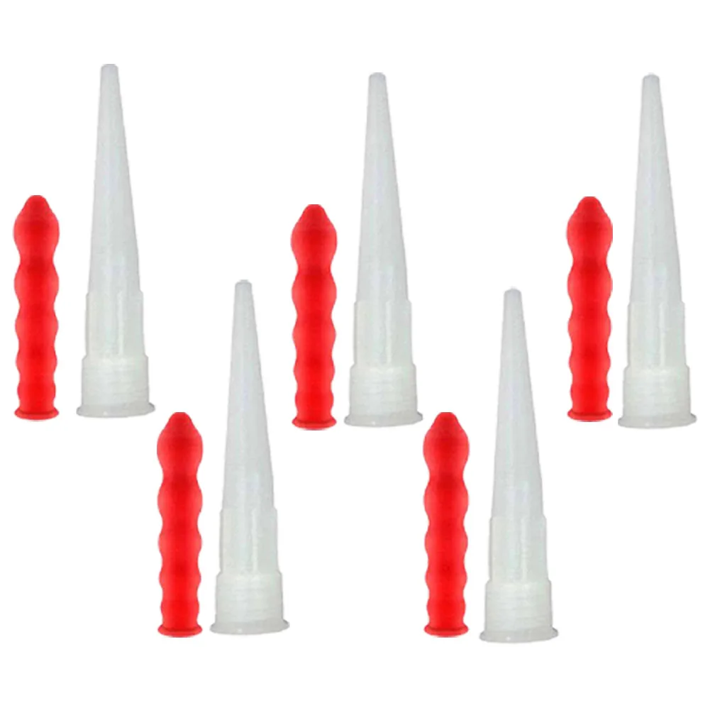 5 Set Caulking Nozzles Cap Caulk Glue Tip Sealing Cap For Sealing And Preserving Red Caulk Saving Saver Tube Covers