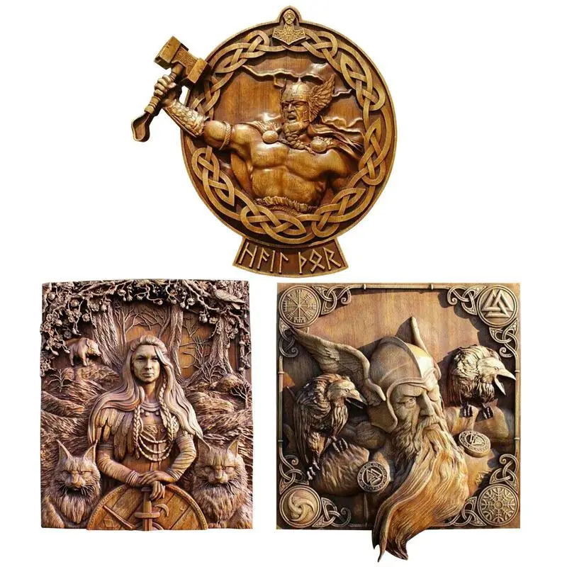 

Деревянные вороны Odin, мифология викингов, значок, скандинавские языческие боги, резьба по дереву, настенный Декор для дома и кухни