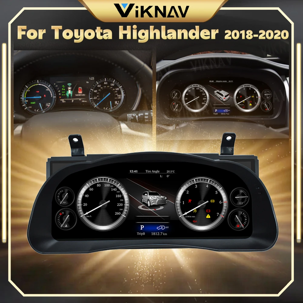 

12.3Inch Digital Gauge Cluster Virtual Cockpit For Toyota Highlander 2018-2020 LCD Instrument Dashboard Speedometer Screen Panel