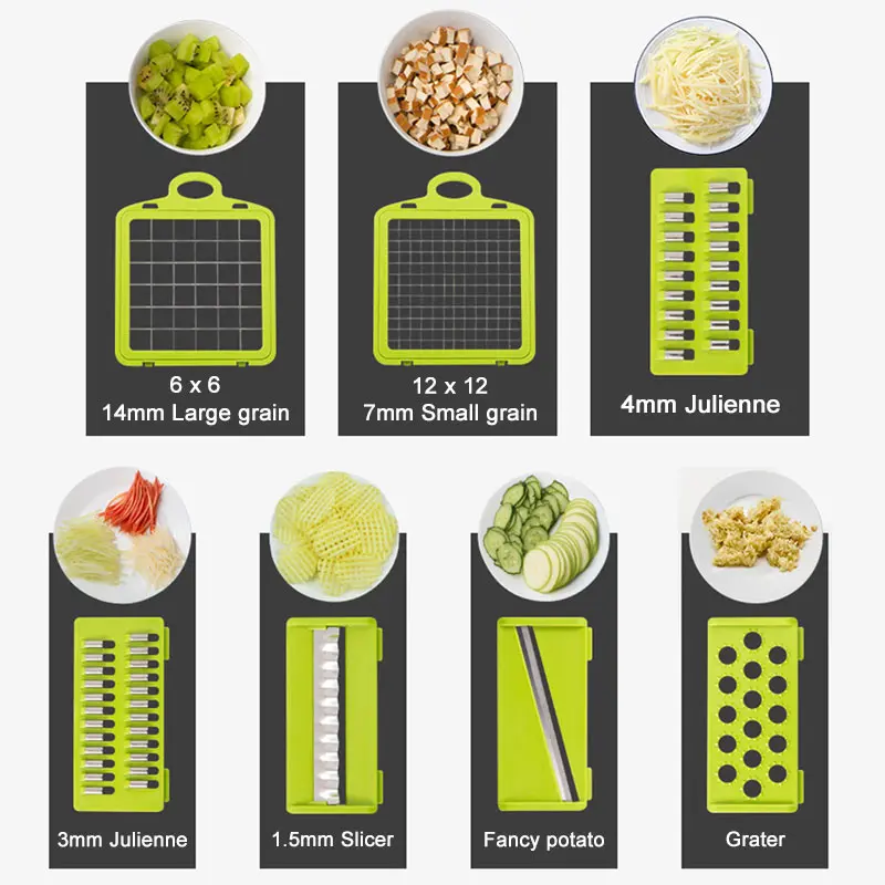 8In1Multifunctional Vegetable Cutter Potato Slicer Carrot Grater Steel Blade Kitchen Tool овощерезка