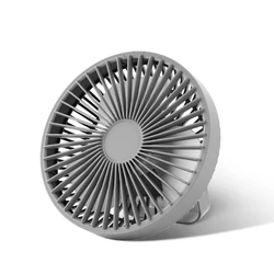 Compact 360° Rotating USB Desk Fan with LED Light (Dark Grey)