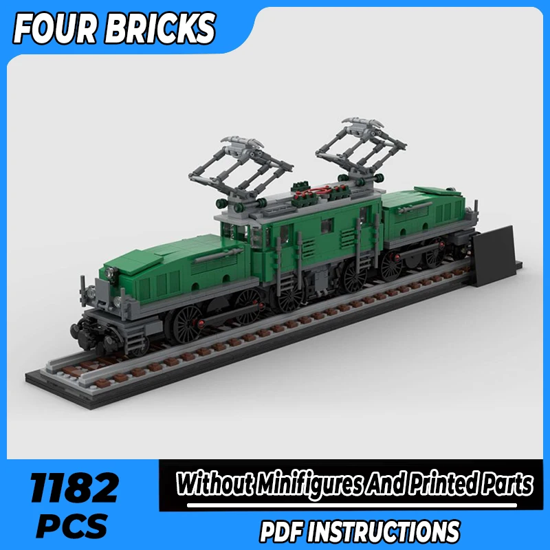 

Moc Building Bricks City Train Model Green Crocodile Train Technology Modular Blocks Gifts Toys For Children DIY Sets Assembly