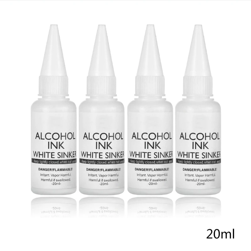 E0BF 4Pcs White  Ink for Epoxy Resin, Tumbler Making,Alcohol-Based Resin Ink
