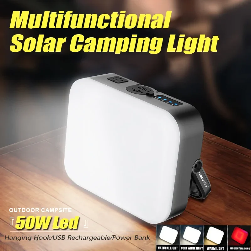 Camping Lamp Camping Lights 4000MaH Camping Lamp Portable Hanging Tent Light Solar Power Rechargeable Power Bank For Outdoor Camping BBQ Party